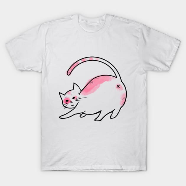 Pink Sassy Cat T-Shirt by JenelleArt